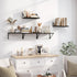 Heimlove 16W 8D Set 2, Black Deep Floating Shelves for Wall, x Wood Wall Shelves of Wide Floating Bookshelf for Living