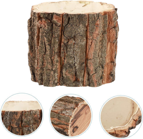 Yardwe Wooden Flower Pot - 3PCS Bark Vase Rustic Country Style Flower Planter, 10x10x10cm