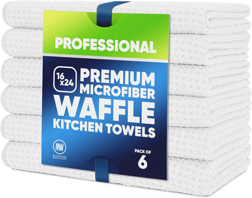 Kitchen Towels - Microfiber Waffle Weave Towels | Absorbent, No Lint, Thick,
