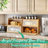 kiplant Counter, Large Bamboo Bread Box, Double Layer Bread Box for Kitchen Bamboo Bread Storage Container with Wavy