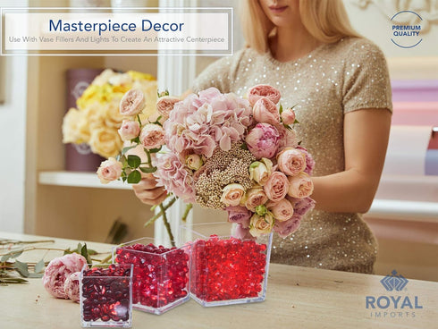 Royal Imports Clear Flower Acrylic Vases Cubes - Decorative Centerpiece for Home or Wedding, Non-Breakable Plastic, 5x5