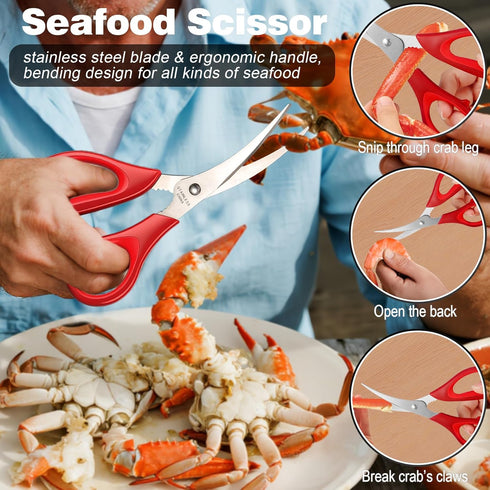 11 Set, Pcs Crab Crackers and Tools, Seafood Tools Crab Leg Cracker, Seafood Scissors, Condiment Cups, Crab Leg Forks
