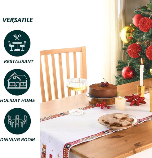 72 Inches 100% Folkulture Christmas Table Runner Long | Cotton Boho Plaid for Xmas Dining, Coffee Tables,Boho Decor |