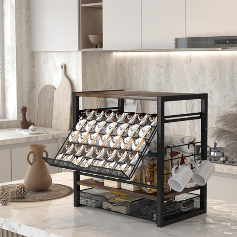 TQVAI K Cup Holder, 70 Capacity Coffee Pod Drawer & Organizer for Countertop, Black Coffee Bar Decor