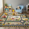 Construction Site Play Rug for Kids - Interactive Engineering Vehicles Faux Wool