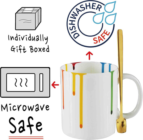Novelty Artist Mug Birthday Gift for Women Men - Appreciation Gifts for Teacher, Art Lover - Rainbow Mugs