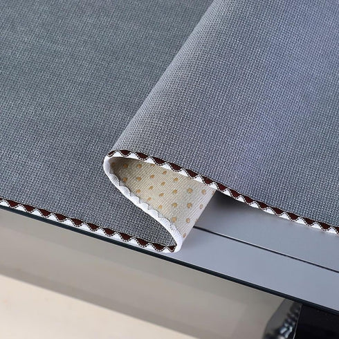 Grey Microwave Oven Cover - Dust and Oil Proof Cotton Linen Waterproof Fabric Cloth, Decorative Kitchen Appliance Cover