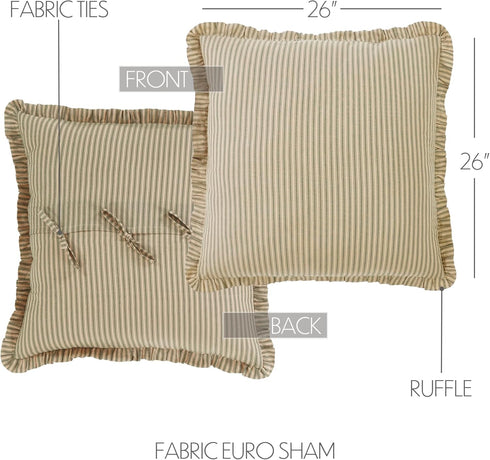 VHC Brands Prairie Winds Bedding Accessory, Green Stripes