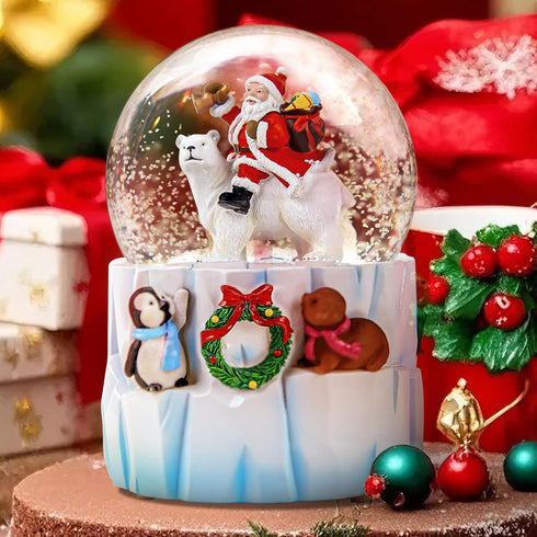 14 Christmas Snow Globes Clearance, Santa's Winter Musical,Hand-Painted Music Box,Colorful Lights, Auto Snowfall