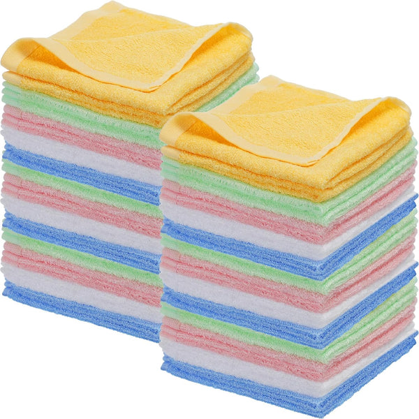 Newwiee 40 Pcs Wash Cloth Bulk Cotton Bath Hand Face Washcloths Soft