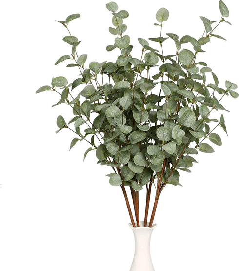 6 Pcs Eucalyptus Stems, 27'' Greenery Leaf Spray, Artificial Floral Plants for Home Party Wedding Decoration