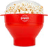 POPCO Microwave Popcorn Bowl - Silicone Snack Popper with Handles, Collapsible Design, Dishwasher Safe (Red)
