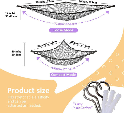 Hammock Hammock 1 Pack, Lazebox Stuffed Animal Net for Plushie Toys, Stuffed Animal Corner for Kids' Room Decor, Ideas