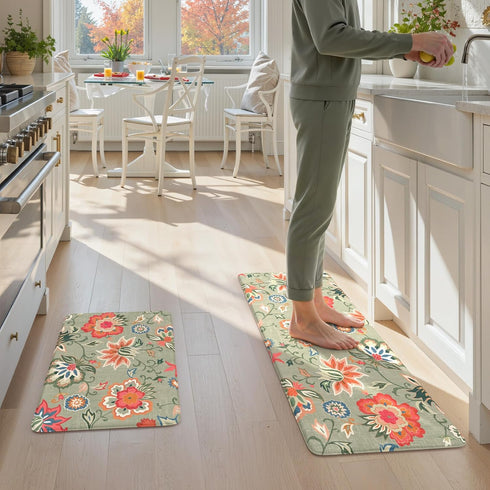 2 Sink,Laundry,Office(17''x29''+17''x47'') LEEVAN Anti Fatigue Mats for Kitchen Floor Piece,Cushioned Memory Foam Green