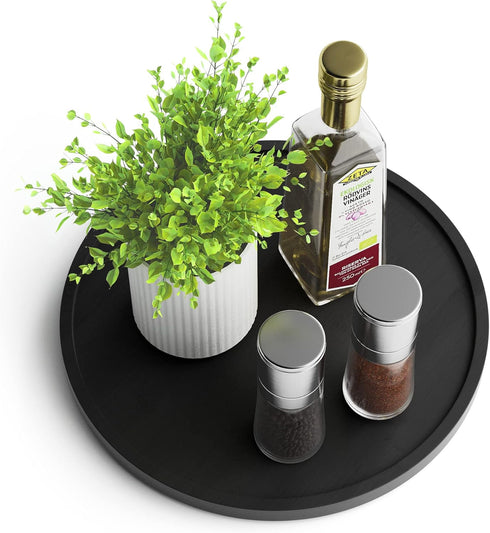Homerays 10 Inch Non-Skid Bamboo Lazy Susan Organizer for Kitchen, Rotating Spice Rack for Countertop