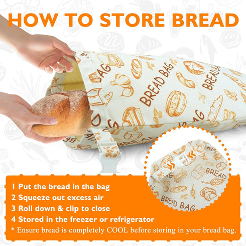 2 Pack Packaging Bread Bags For Homemade Bread,Cotton Beeswax Bread Bags For Sourdough,Waxed,Reusable Cloth Bread Bag