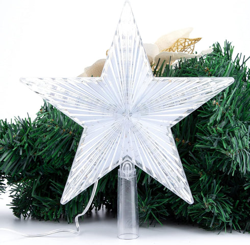 Warm White Light Christmas Tree Topper Star, 8.7 Inch Decor for General Size Xmas Tree Holiday