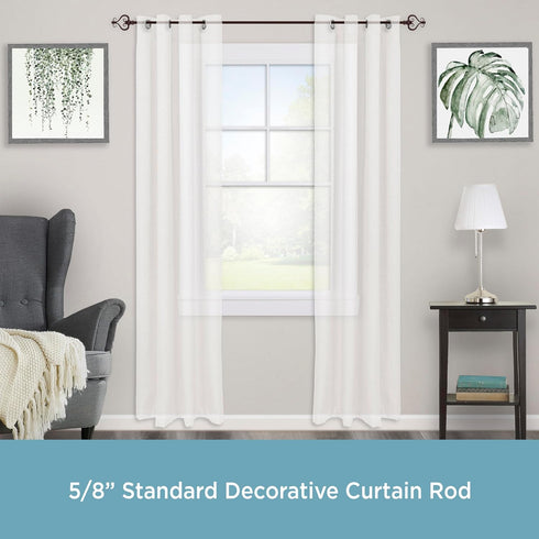 Kenney KN65406 Serena Large Plastic Heart Scroll End Curtain Rod, 28-48" Adjustable, Chocolate Finish