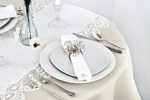 White Jacquard Peacock Tail European Lace Table Runner, Dresser Scarf, Wedding Décor
