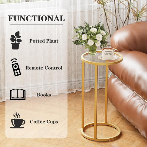 Easy Paws C Table Side End Table, Small Round Couch Sofa Tray Snack Table for Living Room, Bedroom,Accent Coffee
