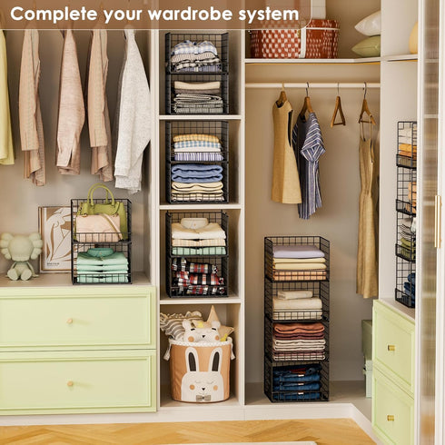 Closet 4-Tier Closet Closet 30022416) Stackable Organizers and Storage Baskets, Shelf Organizer , Space-Saving Clothes