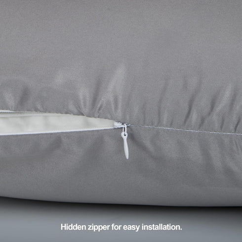2 Pack Zipped Satin Pillowcases for Hair and Skin, Silky Soft (20"x30"), Dark Grey