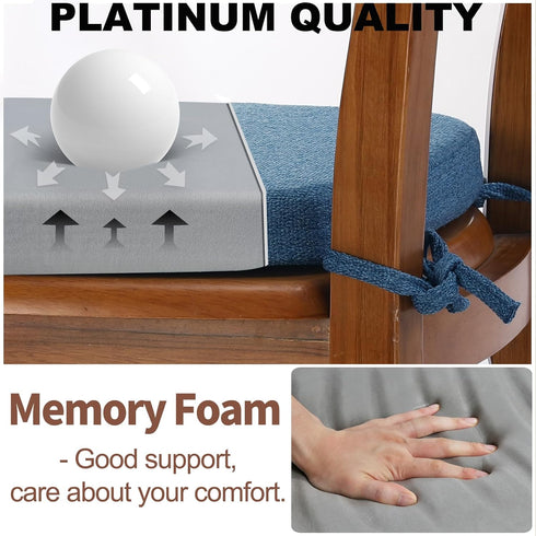 1 Pack 16" (1 SINOSSO Memory Foam Chair Cushions for Dining Chair, Friendly Woven Fabric U-Shape Comfortable Kitchen