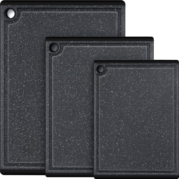 Plastic Cutting Boards for Kitchen, 3-Piece Large Set, Dishwasher Safe Chopping Boards with Non-slip Feet