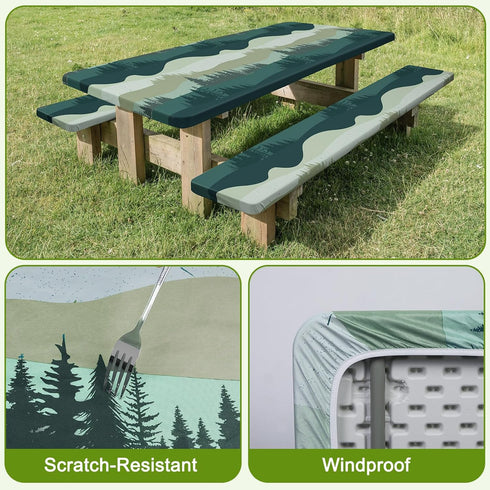 Joy Bubble 96in, Picnic Table Cover with Bench Covers Windproof Waterproof Picnic Table Covers Camping Tablecloth