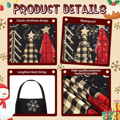 8 Pcs Winter Aprons for Women Black Snowman Let It Snow Xmas Trees Snowflake Hello Winter Kitchen Apron Kitchen Cooking