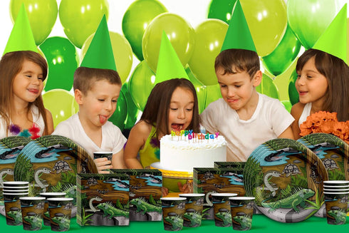 Reptile Lizard Snake Birthday Party Supplies Set, Plates, Napkins, Cups Tableware Kit for 16
