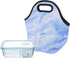 CM Soft Neoprene Tote Picnic Bag Lunch Container Organizer for Outdoor Travel (Blue Marble Pattern)