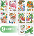 Mfault Summer Gnome Window Clings 9 Sheets, Tropical Tiki Flamingo Parrot Birds Palm Tree Stickers Decal Decorations, Hawaii Surfboard Hibiscus Flower Seasonal Home Kitchen Decor