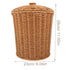 VICASKY Wicker Storage Basket with Lid, Dirty Clothes Container, Rattan Waste Basket, Bedroom Trash Can