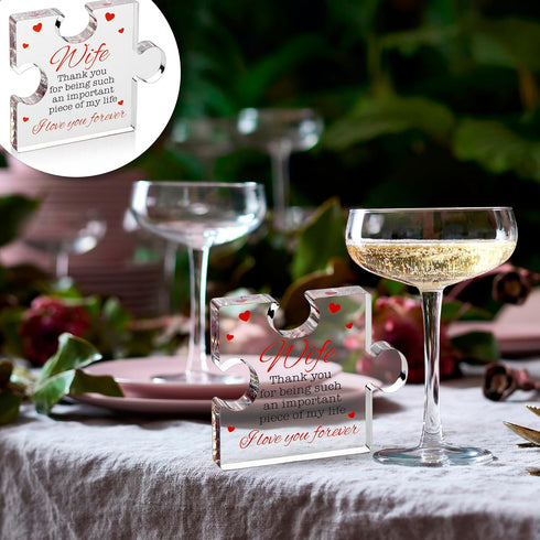 3.4 2.8 inch Gifts for Wife- Delicate Birthday Gifts from Couple - Engraved Acrylic Block Puzzle Piece x - Cute Wife