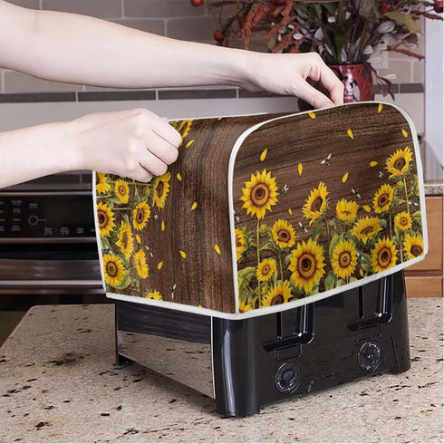Sunflower Print Toaster Cover, Universal 4 Slice Dustproof Oven Cover for Toaster Accessories