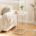 Easy Paws Small C Shaped Table for Sofa,Glass Couch Sofa Tray Snack Table for Living Room, Bedroom,TV Tray Table
