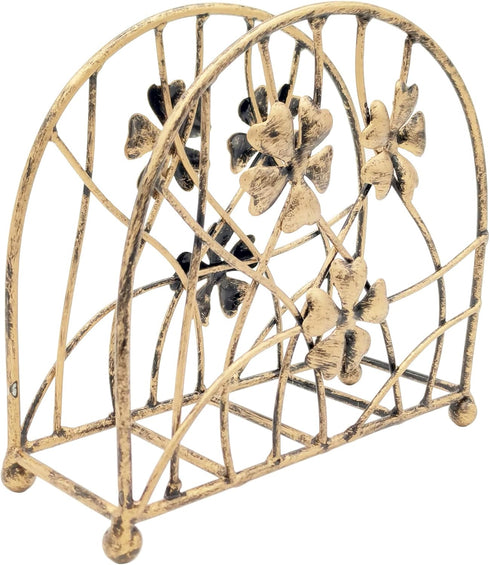 Antique Bronze Metal Floral Petals & Branches Freestanding Napkin Holder, Tabletop Tissue Dispenser