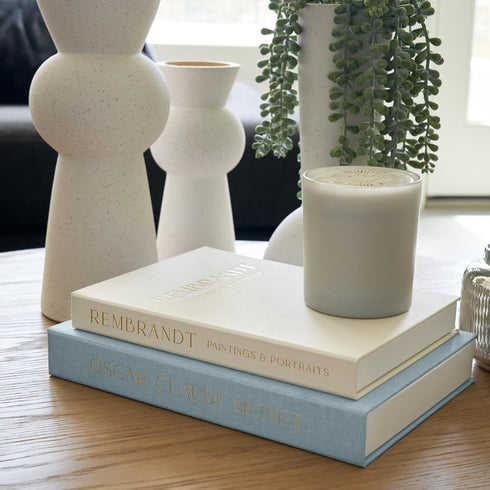Set 2 Beautiful Decorative Books - of Linen Boxes Enhance Your Coffee Table, Bookshelf or Mantel Decor - Stylish