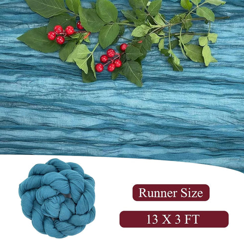 35 157 Inch Teal Cheesecloth Table Runner - x Gauze Boho Table Runner for Wedding, Baby Showers & Parties