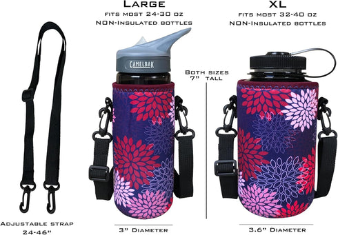 24-30oz 750ml Koverz Water Bottle Carrier with Shoulder Strap, Water Bottle Insulator - Peacock