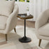 Aoligrace Small Side Table, Solid Wood End Table with Tempered Glass Top, Unique Drink Pedestal Table with Storage