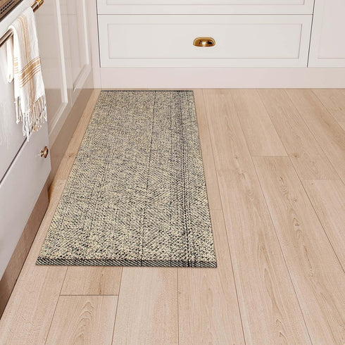 LEEVAN Washable Kitchen Rug 2' x 4.3', Natural Bathroom Runner, Reversible Small Hallway Rug for Foyer Laundry Decor