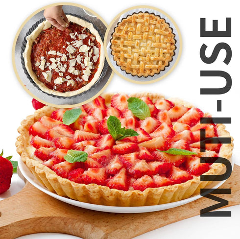 Deep Dish Quiche Pan, 11” x 2” Tall Nonstick Pie Pan with Removable Bottom for Baking