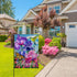 Welcome Spring Hummingbird Iris Garden Flag, Double Sided Purple Flower Bird Yellow Butterfly Outdoor Decor, 12x18