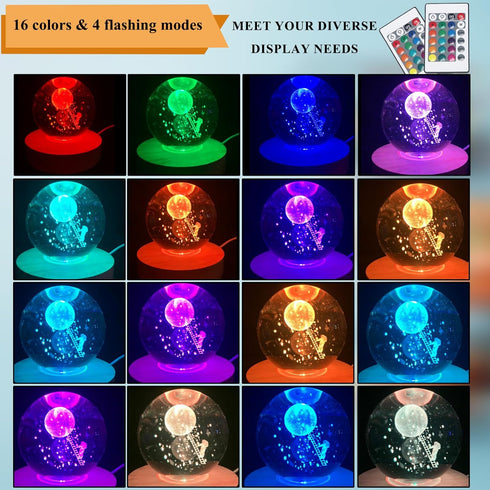 nuuubik 4 16 Art,3.94 Inch Pieces LED Light Stand Bases Colorful Lights Display Base with Remote Control, Colored Round