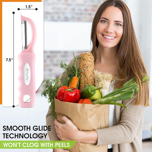 Spring Chef Premium Swivel Vegetable Peeler, Soft Grip Handle, Ultra Sharp Stainless Steel Blades - Perfect for
