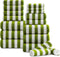 18 Pcs Green Stripe Bath Towel Set with Hanging Loop-6 Bath Towels,6