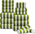 18 Pcs Green Stripe Bath Towel Set with Hanging Loop-6 Bath Towels,6
