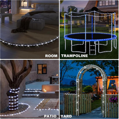 33FT 100LED 8 IP65 (New) Rope Lights Outdoor, Light Modes Outdoor Tube Lights, Waterproof Copper Fairy String Lights